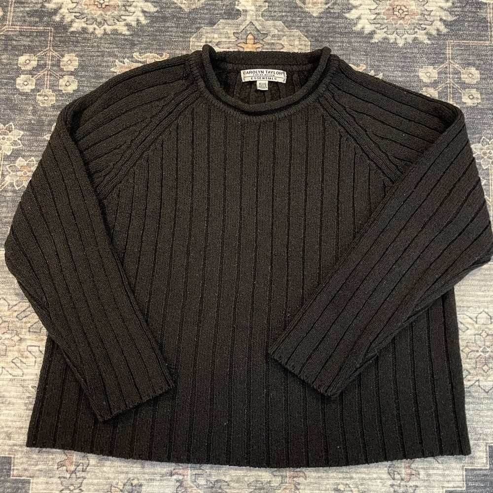 90s y2k cropped boxy wide rib roll neck sweater